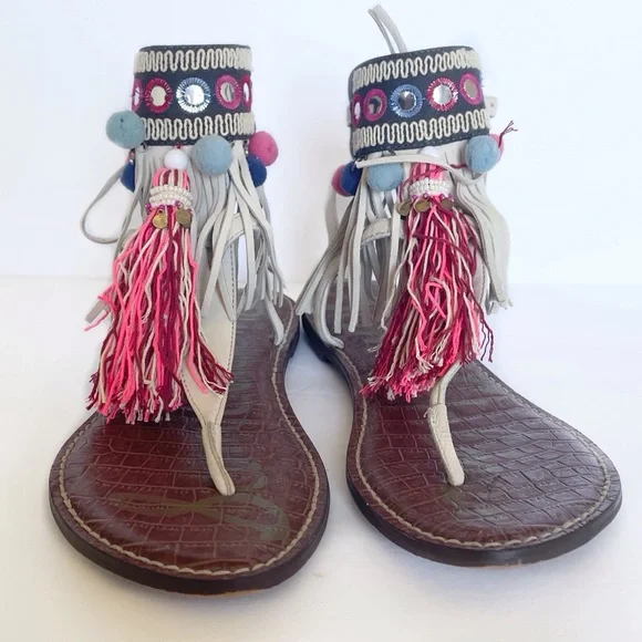 Sam Edelman | Pompom | Embellished | Sandals | Size 10 - Picture 4 of 11
